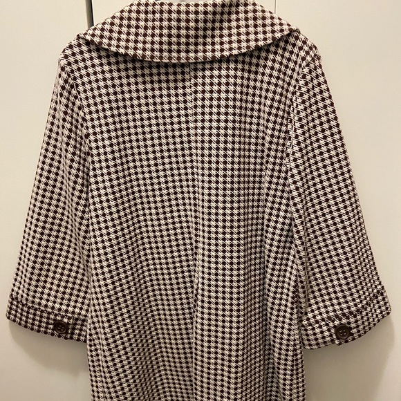 Brown & White Checkered Topper Coat - Picture 3 of 5